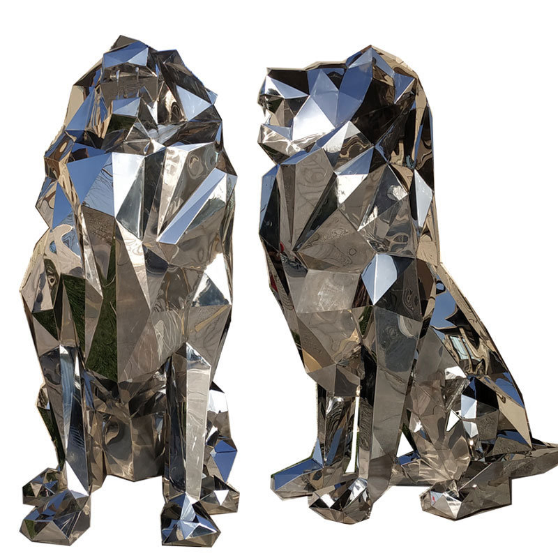 Home Modern Metal Animal Geometric Doberman Stainless Statues for Outdoor Decoration