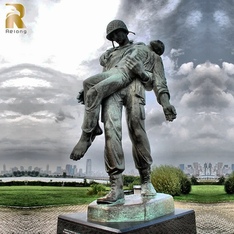 Customized Metal Bronze Life Size Memorial Statue Brass Soldier Man Sculpture Manufacturer