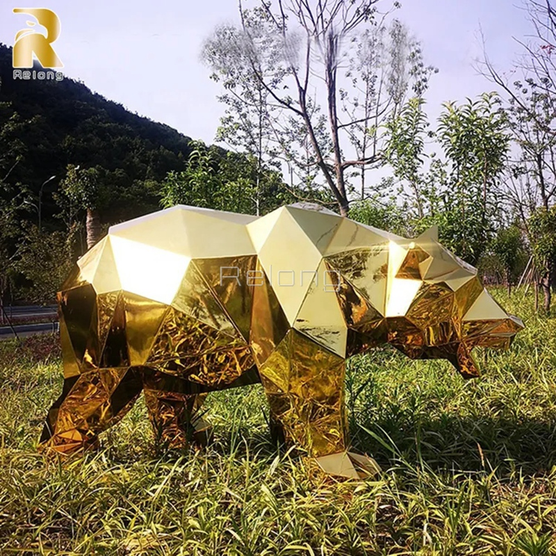 Life Size Stainless Steel Geometric Animal Sculpture Abstract Metal Horse Statue Outdoor Home Decor