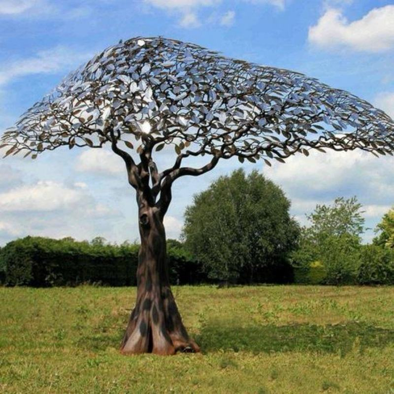 Outdoor Stainless Steel Decorative Tree Sculpture - Large Modern Garden Art for Patio &amp; Landscape Design Rustproof Metal Wall Decor EU Shipping