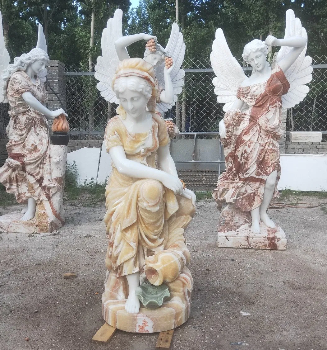 Marble Carving Life Size Garden Decorative Statue Angel Sculpture Stone Statue Sculpture for Outdoor (SYMS-206)