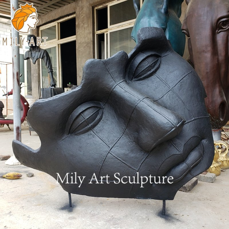 Modern Abstract Folk Art Decoration Big Bronze Figure Face Sculpture Statue