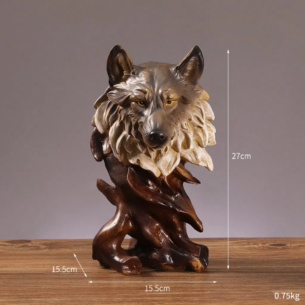 Guangdong Wholesale Custom Indoor Polyresin Poly Resin Plastic Lion Wolf Tiger Root Carving Figure Statue Art Sculpture for Home Decoration Desktop Decors Craft