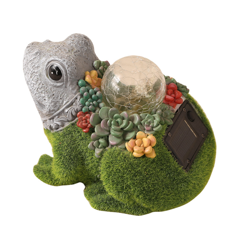 Vibrant Resin Frog Garden Statue with Solar LED Lighting Feature