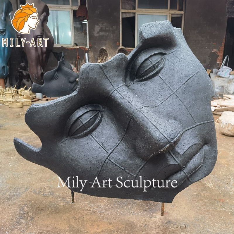 Modern Abstract Folk Art Decoration Big Bronze Figure Face Sculpture Statue