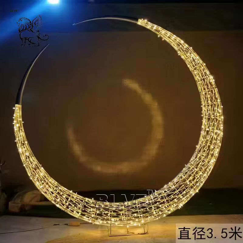 Outdoor Villa Polished Modern Art Sculpture Stainless Steel Metal Abstract Moon Statue Supplier