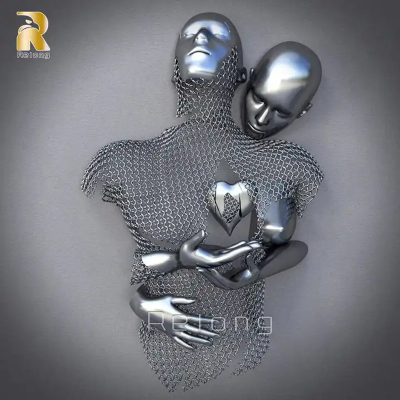 Modern Metal Art Abstract Figure Statue Stainless Steel Wire Human Body for Wall Decor