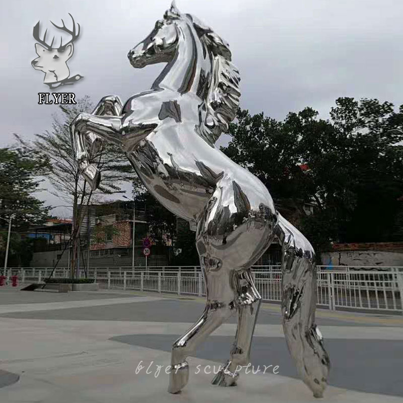 Modern Art Metal Animal Sculpture Large Stainless Steel Geometric Horse Sculpture Statue for Sale