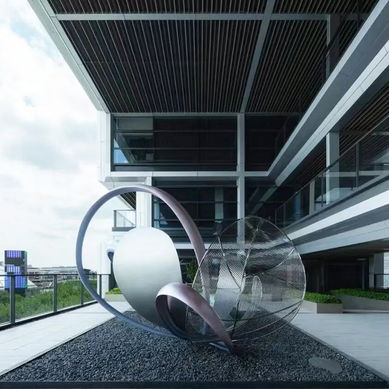 Stainless Steel Square Sculpture for Landmark Architectural Installations, Abstract Metal Sculpture for Parks.