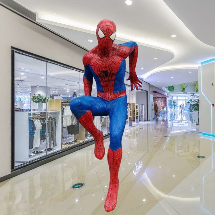 Life Size Resin Cartoon Movie Character Sculpture Fiberglass Spiderman Statue for Theme Park Decorative