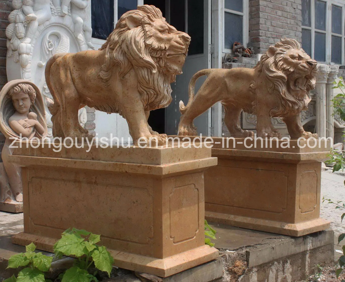 Garden Decorative Marble Lion Animal Sculpture