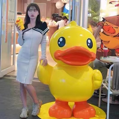 3D Cartoon Street Landmark Art Statue Yellow Duck Sculpture