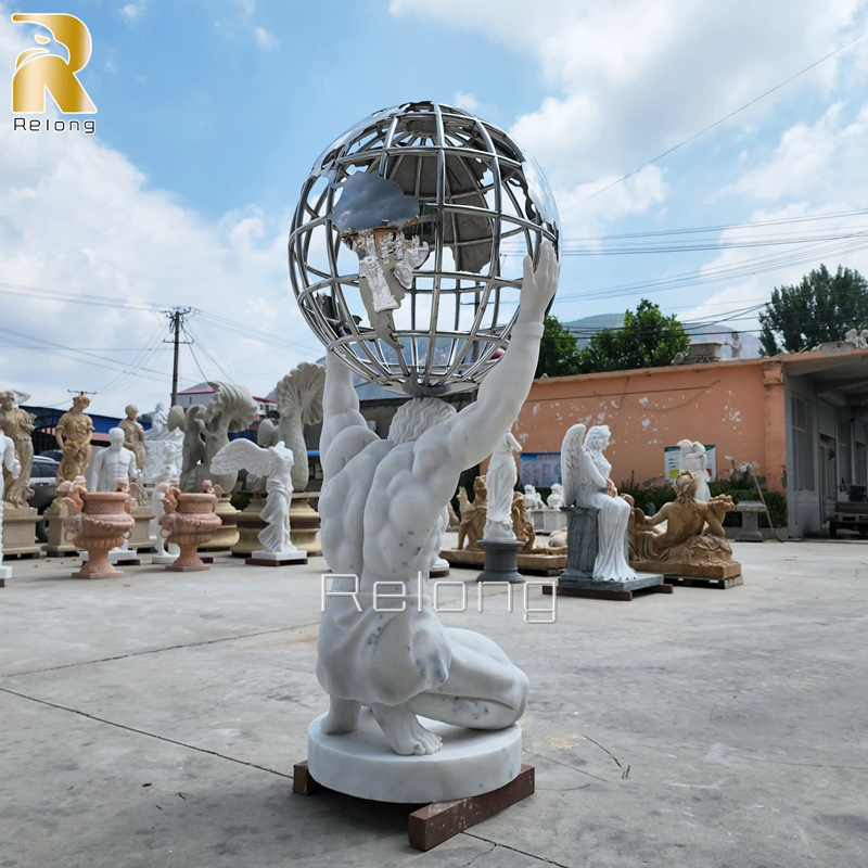 High Quality Natural Stone Carving Garden Decorative Statue Famous Life Size Hand Carved Marble Atlas Sculpture Statue for Sale