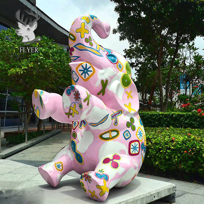 Modern Fiberglass Geometric Animal Sculpture Large Elephant Fiberglass Statue