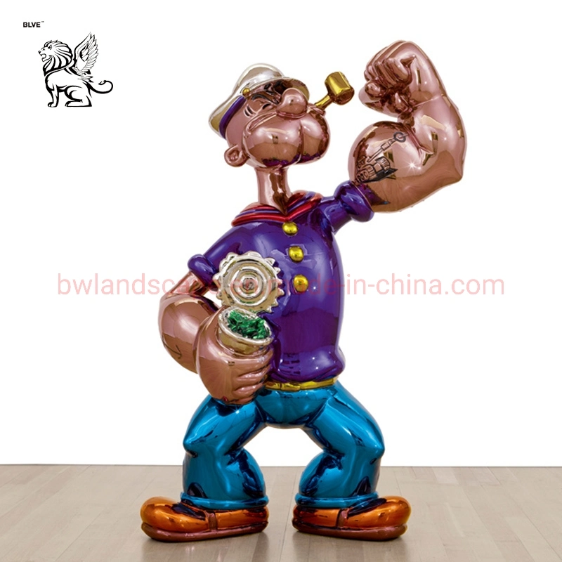 Modern Art Jeff Koons Life Size Stainless Steel Popeye Statues Metal Sculpture