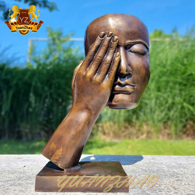 Outdoor Garden Decoration Custom Cast Large Size Bronze Modern Abstract Face Art Sculpture Big Face Statue