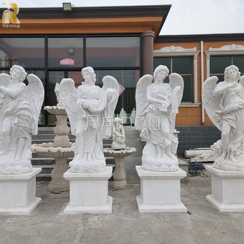 a-Grade Natural White Marble Angel Statue Outdoor Decorative Garden Sculpture