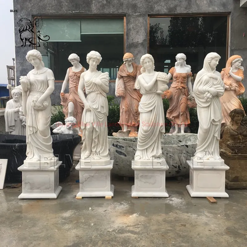 Garden Decorative Ancient Greek Goddess Stone Sculpture Life Size Four Seasons Statues Marble Sculpture