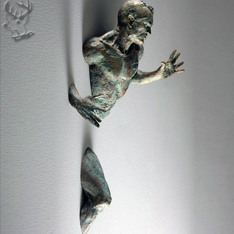 Outdoor Exterior Decorative Metal Crafts Life Size Bronze 3D Wall Human Body Abstract Sculpture