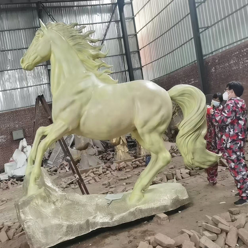 Galloping Steed Bronze Sculpture, Large Animal Copper Horse, Decorative Ornament for Gardens and Squares