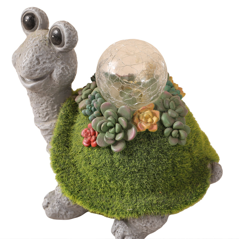 Whimsical Flocking Resin Rabbit Statue with Solar Light for Outdoors