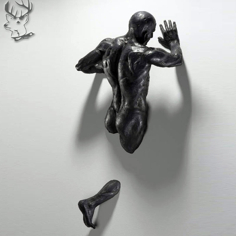 Outdoor Exterior Decorative Metal Crafts Life Size Bronze 3D Wall Human Body Abstract Sculpture