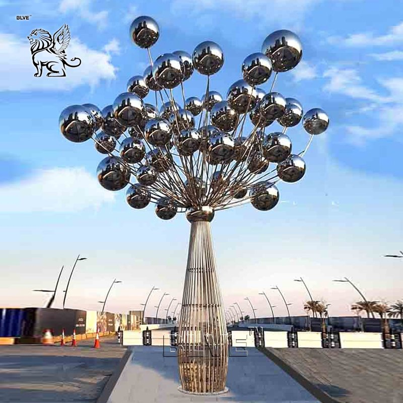 Factory Modern Art Large Outdoor Sculptures Modern Abstract Stainless Steel Sculpture Tree Statue