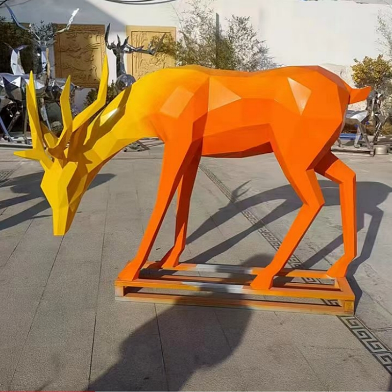 Outdoor Garden Decorative Ornament Life Size Fiberglass Deer Statue Sculpture