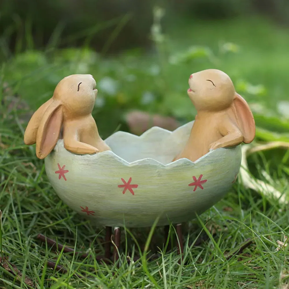 Spring Easter Art Garden Decoration Vintage Rustic Country Bunnies Rabbit Figurine Statue