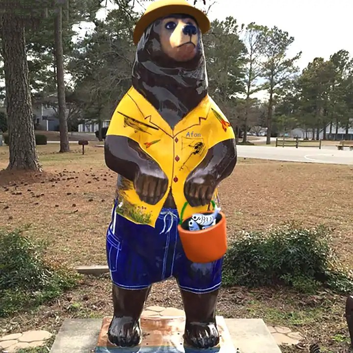 Outdoor Large Geometric Fiberglass Animal Statue Modern Geometric Bear Sculpture Statue