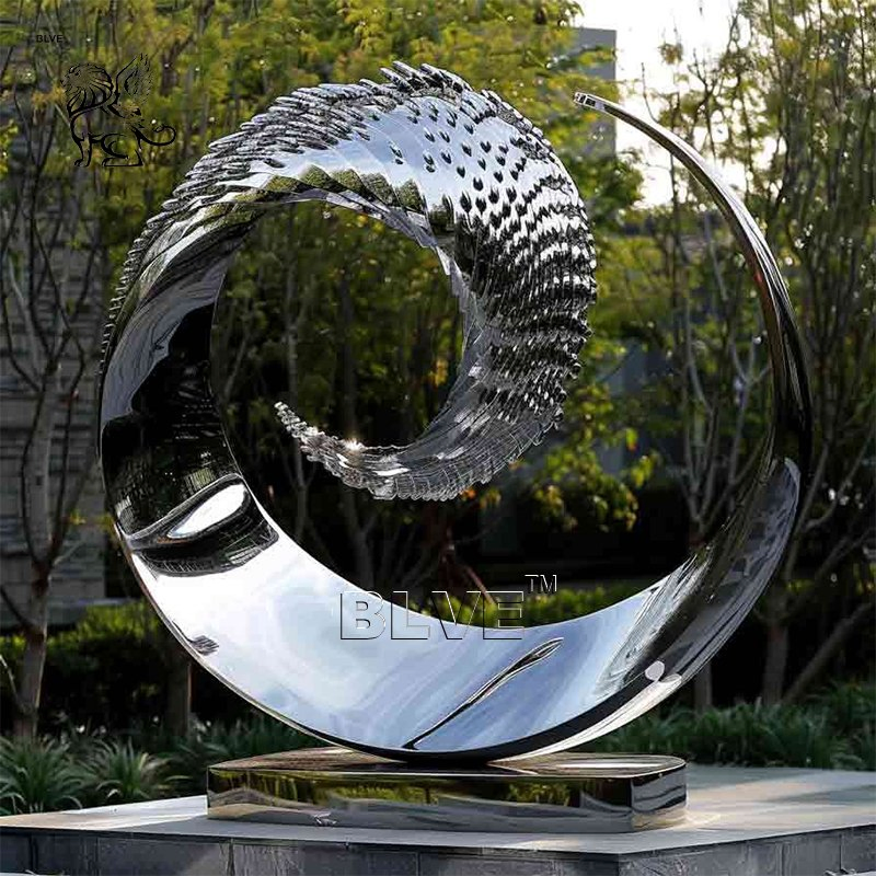 Villa Water Landscape Decoration Large Metal Modern Abstract Art Outdoor Sculpture Stainless Steel Mirror Statue