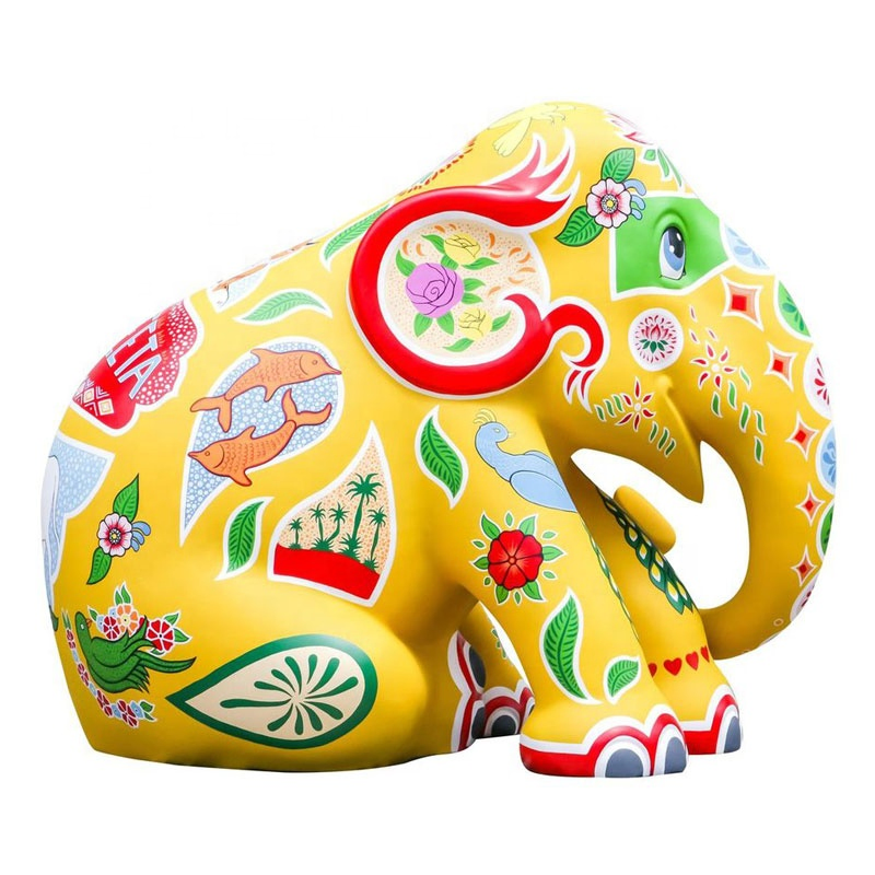 Modern Fiberglass Geometric Animal Sculpture Large Elephant Fiberglass Statue