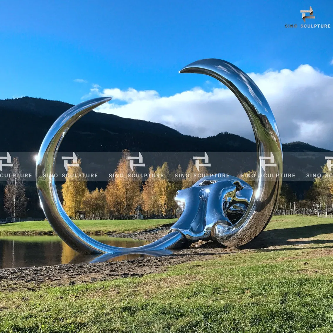 Mirror Stainless Steel Contemporary Theme Sculpture Mammoth Skull