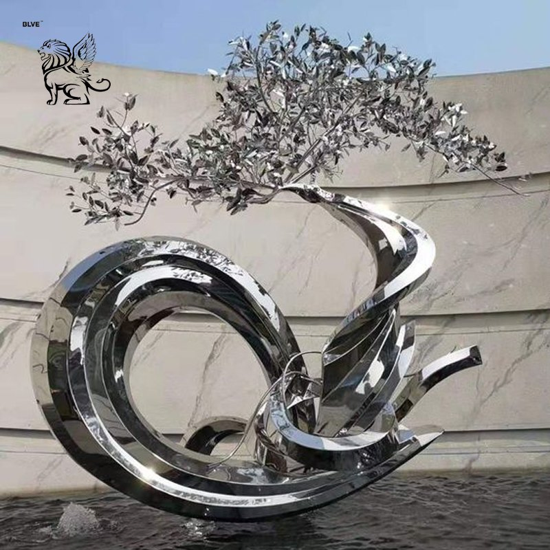 Factory Modern Art Large Outdoor Sculptures Modern Abstract Stainless Steel Sculpture Tree Statue