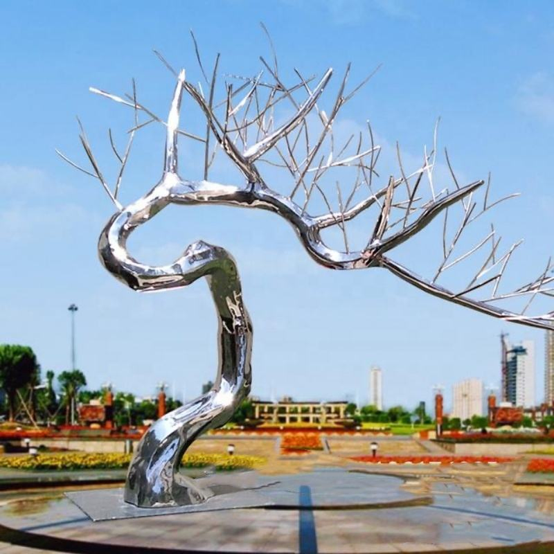 Outdoor Stainless Steel Decorative Tree Sculpture - Large Modern Garden Art for Patio &amp; Landscape Design Rustproof Metal Wall Decor EU Shipping