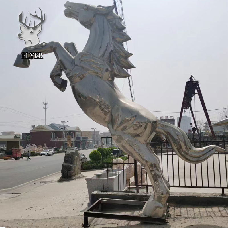 Modern Art Metal Animal Sculpture Large Stainless Steel Geometric Horse Sculpture Statue for Sale