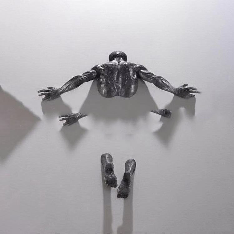 Modern Life Size Art 3D Wall Sculpture Bronze Climbing Man Statue Human Statue