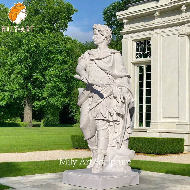 European Chateau Decorative Famous Greek Figure Statue Outdoor Garden Carving Marble Caesar Sculpture