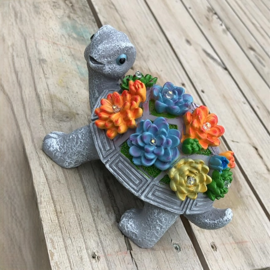 Solar Powered Resin Turtle Statues Outdoor Garden Lighting Decor Waterproof Cute Decor