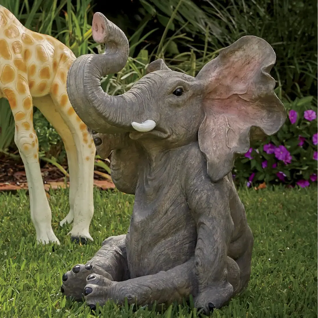 Safari Animals Sculptures Life Size Elephant Giraffe Zebra Statues for Wedding Decoration