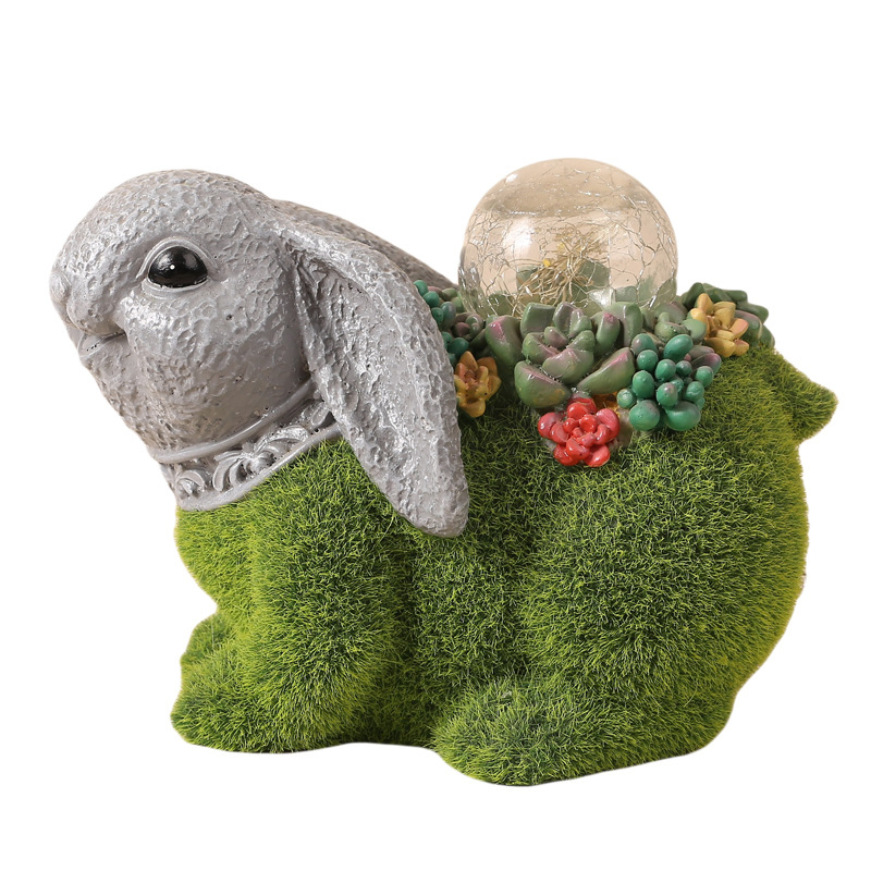 Flocking with LED Figurine Lighting Solar Resin Gnome Garden Statue