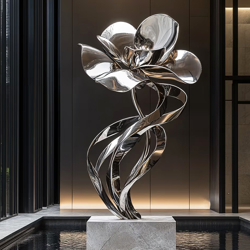 304 Stainless Steel Urban Landmark Sculpture, Large-Scale Abstract Art Sculpture for Squares