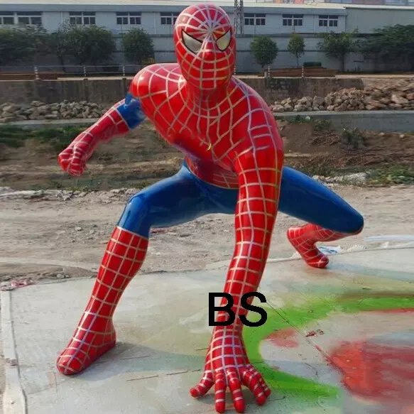 Life Size Resin Cartoon Movie Character Sculpture Fiberglass Spiderman Statue for Theme Park Decorative