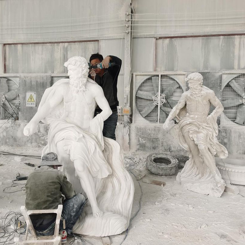 Life Size Human Art Hand Carved Natural Marble Man Male Figure Statue for Outdoor