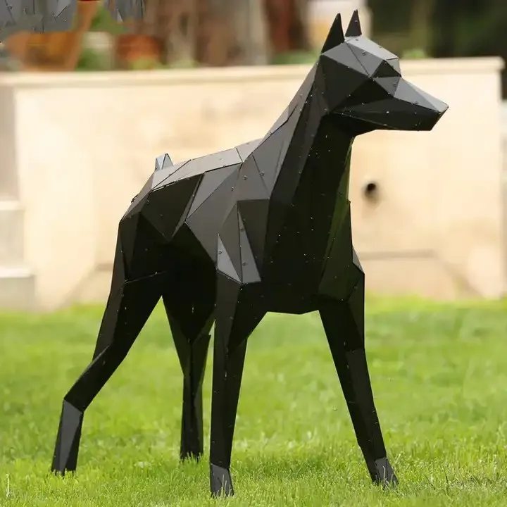 Modern Metal Doberman Statue
