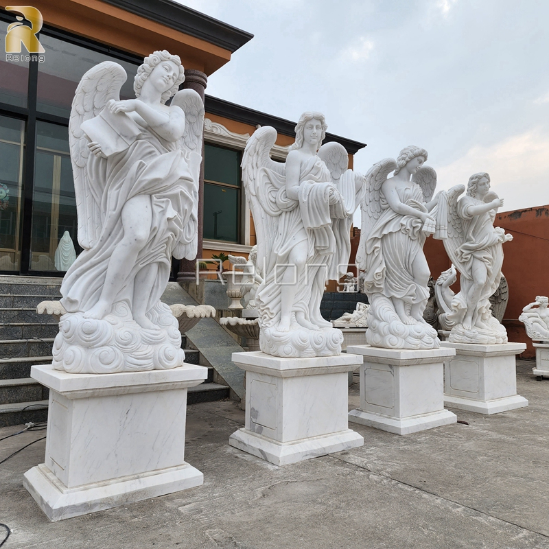 a-Grade Natural White Marble Angel Statue Outdoor Decorative Garden Sculpture