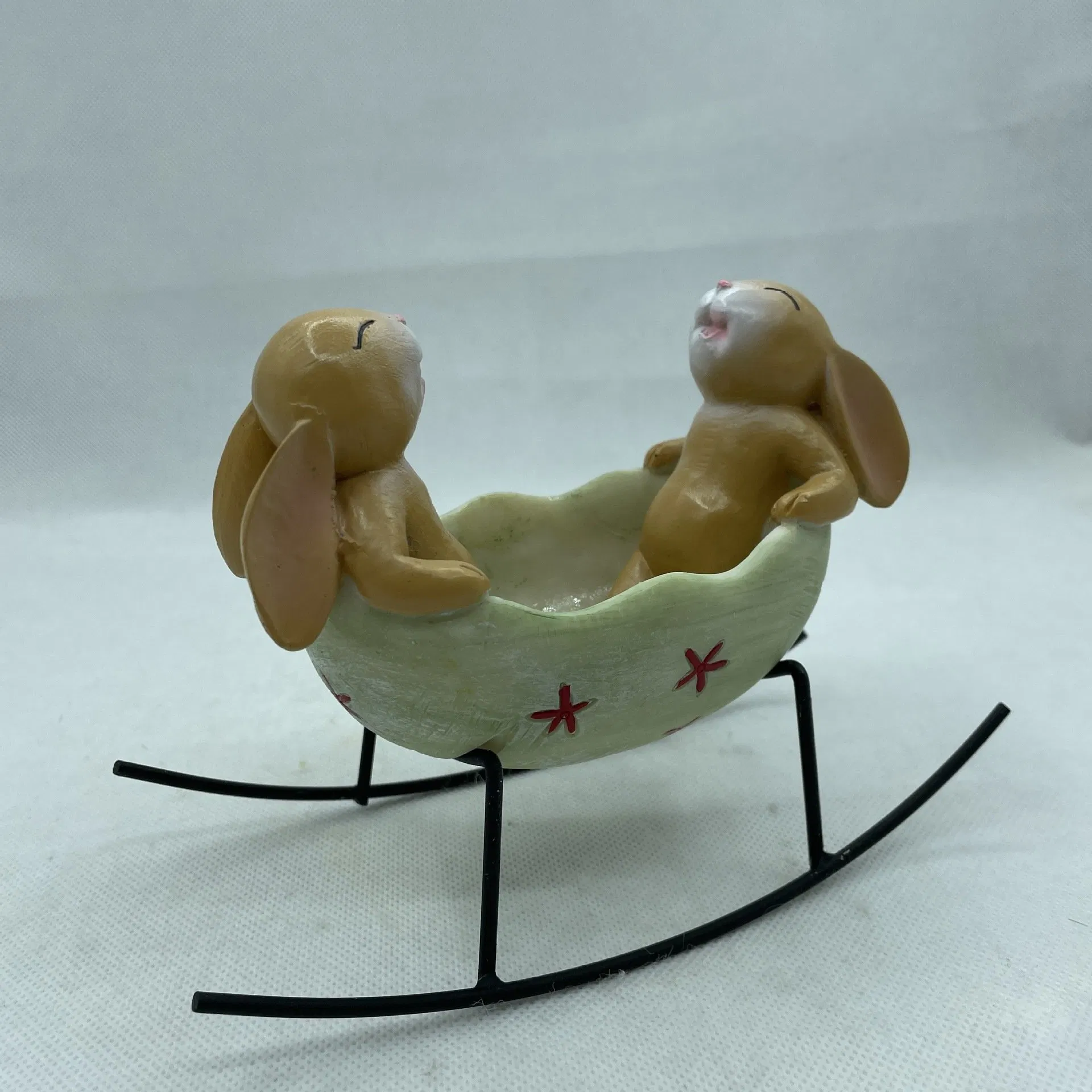 Spring Easter Art Garden Decoration Vintage Rustic Country Bunnies Rabbit Figurine Statue