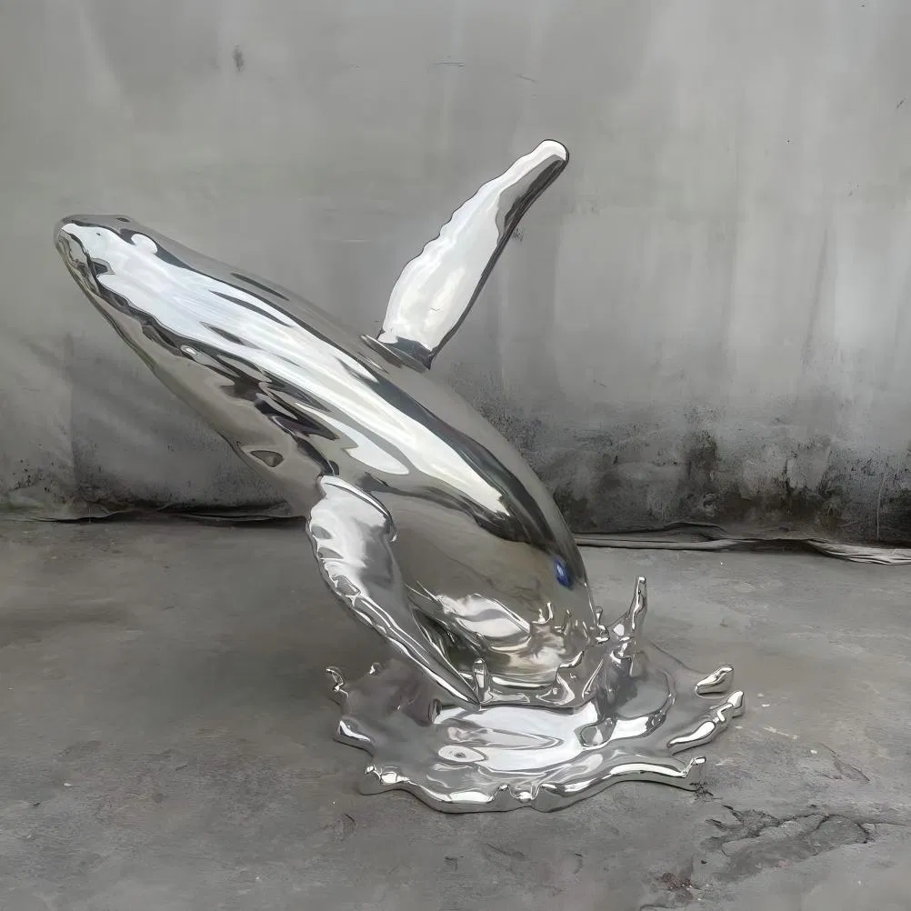 Abstract Art Mirror Polished Stainless Steel Fiberglass Statue