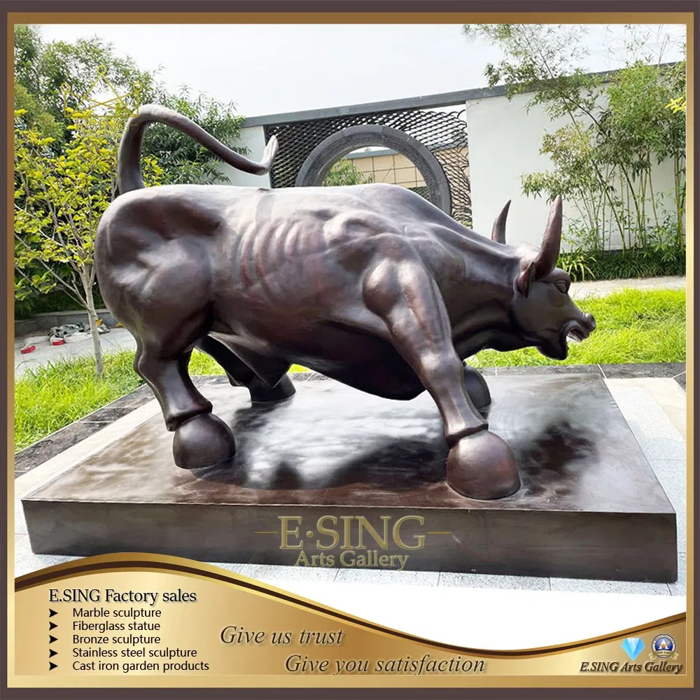 Life Size Bronze Wall Street Bull Statue Large Copper Outdoor Sculpture