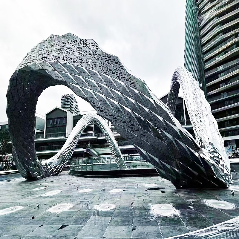 Large-Scale Stainless Steel Sculpture, Modern Abstract Art Installation for Urban Landmarks and Commercial Squares.